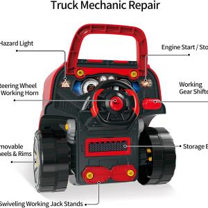 Deejoy Large Truck Engine Toy, Big Truck Builder Kit for Toddlers 3-5, Kids Mechanic Repair Set, Removable Engine Workshop with Light and Sound, Gift for 4 5 6 7 8 Boys