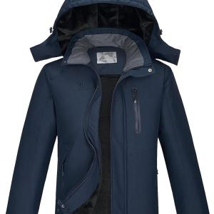 CAMEL CROWN Men's Mountain Waterproof Ski Jackets Warm Winter Snow Coat with Detachable Hood Windproof Rain Jacket