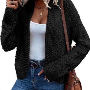 Dokotoo Women's 2023 Fashion Casual Open Front Long Sleeve Chunky Knit Cardigans Sweaters Outerwear Coats