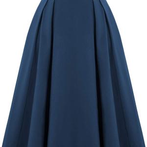 Belle Poque Women Plaid Skirt Vintage High Waist Pleated Skirt with Pockets BPA020