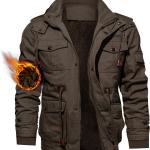 TACVASEN Men's Jacket-Casual Winter Cotton Military Jacket Thicken Hooded Cargo Coat