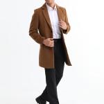 BOJIN Mens Trench Coat Wool Blend Top Pea Coat Winter Long Single Breasted Classic Stylish Business Overcoat