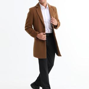 BOJIN Mens Trench Coat Wool Blend Top Pea Coat Winter Long Single Breasted Classic Stylish Business Overcoat