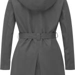 CREATMO US Women's Plus Size Trench Coat Double-Breasted Classic Lapel Overcoat Belted Outerwear Coat with Detachable Hood