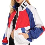 SweatyRocks Women's Lightweight Windbreaker Patchwork Zipper Sport Jacket Coat Outerwear