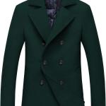 chouyatou Men's Classic Notched Collar Double Breasted Wool Blend Pea Coat