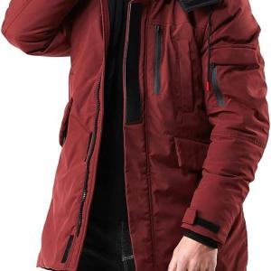 WEEN CHARM Men's Warm Parka Jacket Anorak Jacket Winter Coat with Detachable Hood Faux-Fur Trim