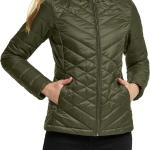TSLA Women's Lightweight Packable Accent Puffer Jacket, Water-Resistant Winter Coat