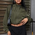 Allytok Womens Zip Up Hooded Cropped Jacket Y2K Trendy Crop Jackets with Pockets