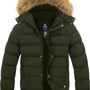 Wantdo Men's Winter Puffer Jacket Thicken Winter Coat Warm Padded Jacket with Hood