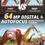 4K 64MP Digital Camera, Compact Mini Cameras with 18X Zoom, Anti Shake, 32GB Card