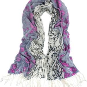Dahlia Women's 100% wool Scarfs, Wraps, and Shawls, Ink Painting Flower Style