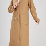 chouyatou Women's Big Notch Lapel Single Breasted Mid-Long Wool Blend Coat