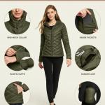 TSLA Women's Lightweight Packable Accent Puffer Jacket, Water-Resistant Winter Coat