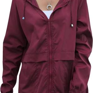 Muzeca Women's Waterproof Raincoat Lightweight Rain Jacket Hooded Windbreaker with Pockets for Outdoor