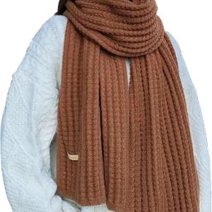 LC&QS Women's Warm Scarf,Rich Solid Colors Winter Scarves ，Super Soft Scarf for Women Winter，Cold Weather Accessories(White)