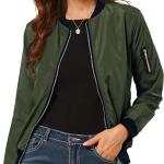 Allegra K Women's Windbreaker Outerwear with Pockets Casual Lightweight Zip Up Bomber Jacket