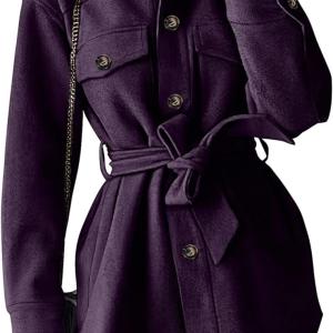 PRETTYGARDEN Women's 2023 Fashion Winter Trench Coats Lapel Button Down Peacoat Belted Outwear Casual Jackets
