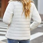 Vetinee Women Casual Faux Fur Lapel Zip Pockets Quilted Parka Jacket Puffer Coat