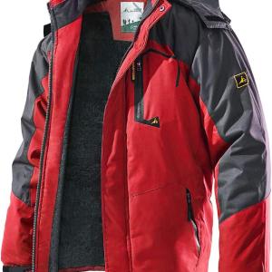 TREKEK Men's Winter Ski Jacket Warm Fleece Waterproof Outdoor Mountain Hiking Windbreaker Hooded Snow Rain Coat