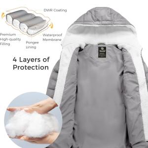 Wantdo Women's Quilted Winter Coats Hooded Warm Puffer Jacket with Fleece Hood