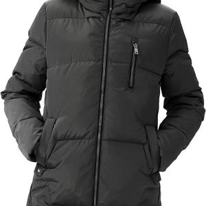 Orolay Women's Stylish Down Hooded Jacket with Two-Way Zipper Winter Down Coat Puffer Jacket