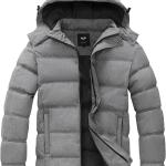 GGleaf Men's Winter Puffer Jacket Quilted Thicken Down Coat Insulated and Water Repellent Jacket with Hood