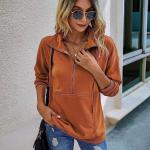 PRETTYGARDEN Women's Casual Long Sleeve Zipper Sweatshirt Drawstring Loose Quarter Zip Pullover Tops with Pockets