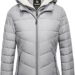 Wantdo Women's Quilted Winter Coats Hooded Warm Puffer Jacket with Fleece Hood