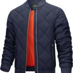 TACVASEN Men's Padded Jackets Winter Full Zipper Fleece Outwear Casual Windproof Bomber Varsity Coat