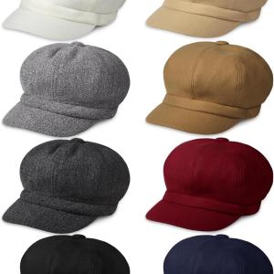 KUTTOR 8 Pieces Women Newsboy Cap Soft Newsboy Hats Warm Wool Visor Beret Hats 8 Panels Vintage Baker Hat for Women Girls