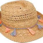 funky junque upf50+ womens adjustable multicolor woven pattern short brim fedora hat