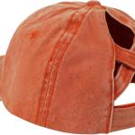 HGGE Women Ponytail Criss Cross High Messy Buns Ponycaps Baseball Cap Adjustable Cotton Distressed Dad Trucker Hat