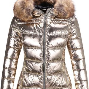 Bellivera Womens Lightweight Puffer Jacket, Winter Coats for Women Warm Quilted Bubble Padded Hood Coat with Faux Fur Collar