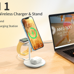 3 in 1 Wireless Charging Station for Apple Devices, Standard 15W Fast Wireless QC3.0 Adapter for iPhone 14 13 12 Pro Max/Plus/Pro/Mini,iWatch Ultra/8/7/SE/6/5/4/3/2,AirPods