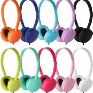 CN-Outlet 10 Pack Headphones for Kids School Classroom Bulk Multi Colored