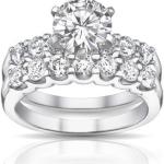 Madina Jewelry 2.05 ct Round Diamond Engagement Ring with Wedding Band in Platinum