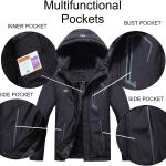 Pooluly Men's Ski Jacket Warm Winter Waterproof Windbreaker Hooded Raincoat Snowboarding Jackets