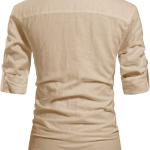 NITAGUT Men Henley Neck Long Sleeve Daily Look Linen Shirts