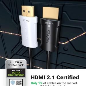BRIDGEE Certified Fiber HDMI 2.1 Cable(16.4ft), Ultra High Speed 48Gbps 8K@60Hz,4K@120Hz HDMI Cord, Support eARC,HDCP 2.3,Dolby Atoms,Compatible with HDTVs,Laptops,Projectors, Consoles etc …