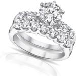 Madina Jewelry 2.05 ct Round Diamond Engagement Ring with Wedding Band in Platinum