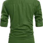 NITAGUT Men Henley Neck Long Sleeve Daily Look Linen Shirts