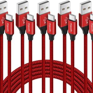 etguuds USB Type C Cable Fast Charging, [5-Pack, 3/3/6/6/10 ft] USB A to USB C Charger Cord Braided