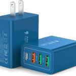[2 Pack] USB-C Wall Charger, 40W Durable 4Port QC+PD 3.0 Power Adapter, Double Fast Plug Charging Block for iPhone 14/14 Pro/14 Pro Max/14 Plus/13/12/11, XS/XR/X, Watch Series 8/7 Cube(White)