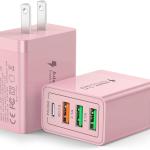[2 Pack] USB-C Wall Charger, 40W Durable 4Port QC+PD 3.0 Power Adapter, Double Fast Plug Charging Block for iPhone 14/14 Pro/14 Pro Max/14 Plus/13/12/11, XS/XR/X, Watch Series 8/7 Cube(White)