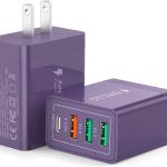 [2 Pack] USB-C Wall Charger, 40W Durable 4Port QC+PD 3.0 Power Adapter, Double Fast Plug Charging Block for iPhone 14/14 Pro/14 Pro Max/14 Plus/13/12/11, XS/XR/X, Watch Series 8/7 Cube(White)