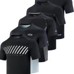 5 Pack Men’s Active Quick Dry Crew Neck T Shirts | Athletic Running Gym Workout Short Sleeve Tee Tops Bulk