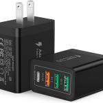 [2 Pack] USB-C Wall Charger, 40W Durable 4Port QC+PD 3.0 Power Adapter, Double Fast Plug Charging Block for iPhone 14/14 Pro/14 Pro Max/14 Plus/13/12/11, XS/XR/X, Watch Series 8/7 Cube(White)