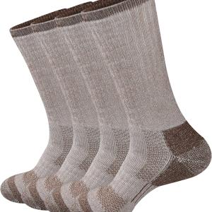 GKX Men's Merino Wool Moisture Wicking Outdoor Hiking Heavy Duty Work Cushion Crew Socks